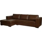 Leren hoekbank Fine - 2 zits arm rechts + longchair links -, Hoekbank, Nieuw, Ophalen of Verzenden, Modern