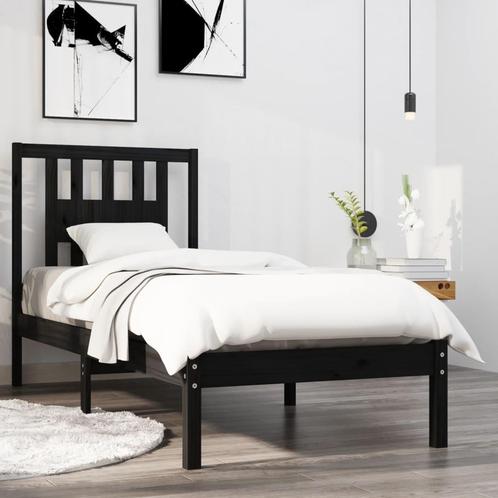 vidaXL Bedframe massief hout zwart 75x190 cm, Huis en Inrichting, Slaapkamer | Bedden, Zwart, Nieuw, Hout, Eenpersoons, Verzenden
