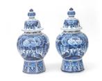 2 Blauwwitte aardewerk dekselvazen, De Porceleyne Fles Delft, Antiek en Kunst