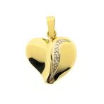 Gouden hart hanger met diamant | 0,005 ct. (kettinghanger), Sieraden, Tassen en Uiterlijk, Bedels, Overige merken, Goud, Gebruikt