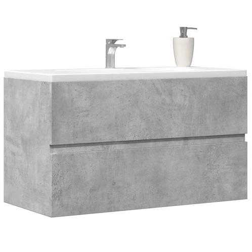 vidaXL Wastafelkast 90x38,5x45 cm spaanplaat betongrijs, Huis en Inrichting, Badkamer | Badkamermeubels, Nieuw, Minder dan 100 cm