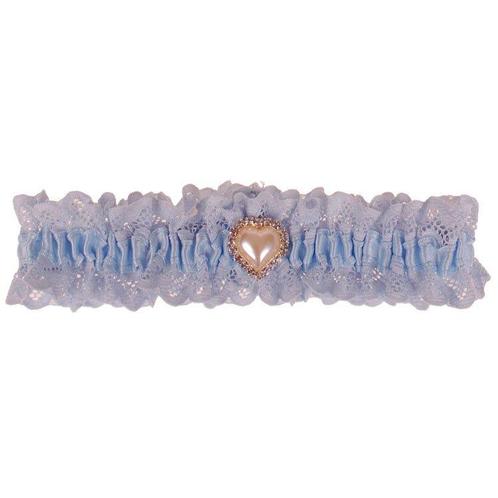 Blauwe Kousenband Bruid met Kant - Pareltje Hartvorm 2cm met, Kleding | Dames, Trouwkleding en Trouwaccessoires, Blauw, Nieuw