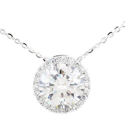 Ketting met hanger - 14 karaat Witgoud -  5.21ct. tw., Sieraden, Tassen en Uiterlijk, Antieke sieraden