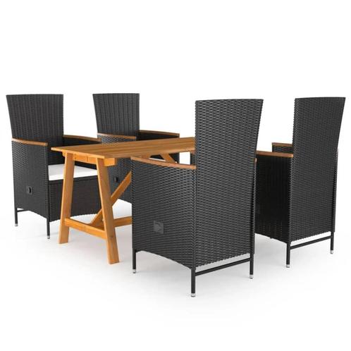 vidaXL 5-delige Tuinset zwart, Tuin en Terras, Tuinsets en Loungesets, Tuinset, Nieuw, 4 zitplaatsen, Rotan, Verzenden