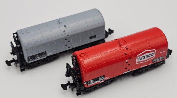 Minitrix N - 0458, 0457B - Modeltrein goederenwagon (2) -, Hobby en Vrije tijd, Modeltreinen | N-Spoor