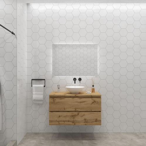 Badkamermeubelset Gliss Zeus 100 cm Rustiek Eiken Met Waskom, Doe-het-zelf en Verbouw, Sanitair, Bad, Nieuw, Ophalen of Verzenden