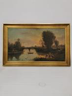 Europese school (XX) - Lavandaie e pescatori su una barca