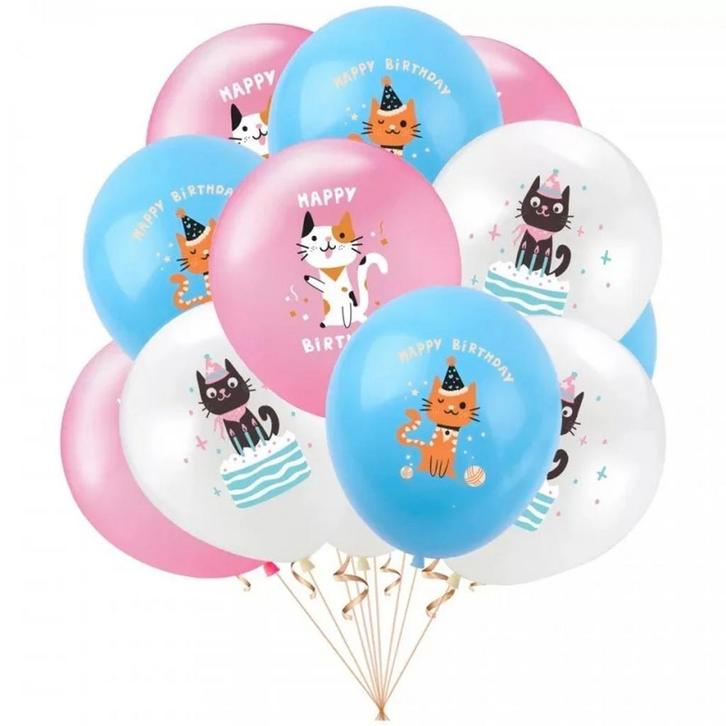 Cute kittens 12-delige latex ballonnen set, Dieren en Toebehoren, Katten-accessoires, Nieuw, Verzenden
