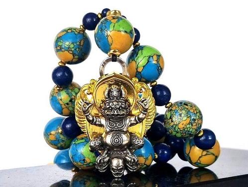 Lapis lazuli - Turquoise - Majestueuze ketting - Garouda -, Antiek en Kunst, Antiek | Boeken en Bijbels
