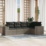 vidaXL 5-delige Loungeset met kussens poly rattan grijs, Verzenden, Nieuw, Rotan, Loungeset