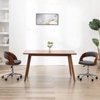 vidaXL Eetkamerstoel draaibaar gebogen hout en stof grijs, Huis en Inrichting, Stoelen, Verzenden, Nieuw, Grijs