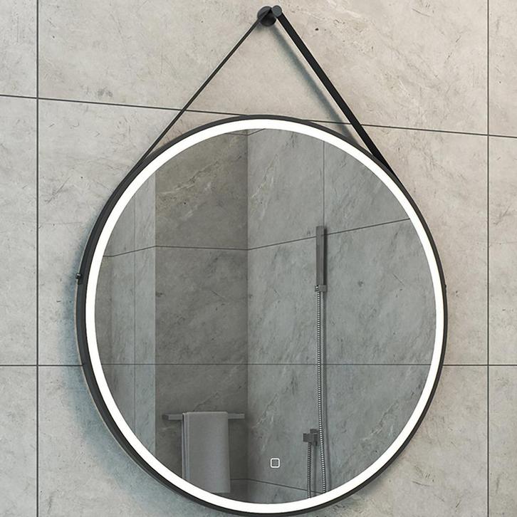 LED Spiegel Ø80cm | 24W | Mat Zwart | Dimbaar & Verwarmd, Huis en Inrichting, Lampen | Hanglampen, Nieuw, Ophalen of Verzenden