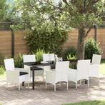 vidaXL 7-delige Tuinset met Kussens van Wit Poly Rattan, Verzenden, Nieuw, Rvs, Tuinset