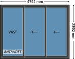 Voorraad 3-delige schuifpui, aluminium, antraciet, met glas, 225 cm of meer, Ophalen of Verzenden, Inclusief glas, Nieuw