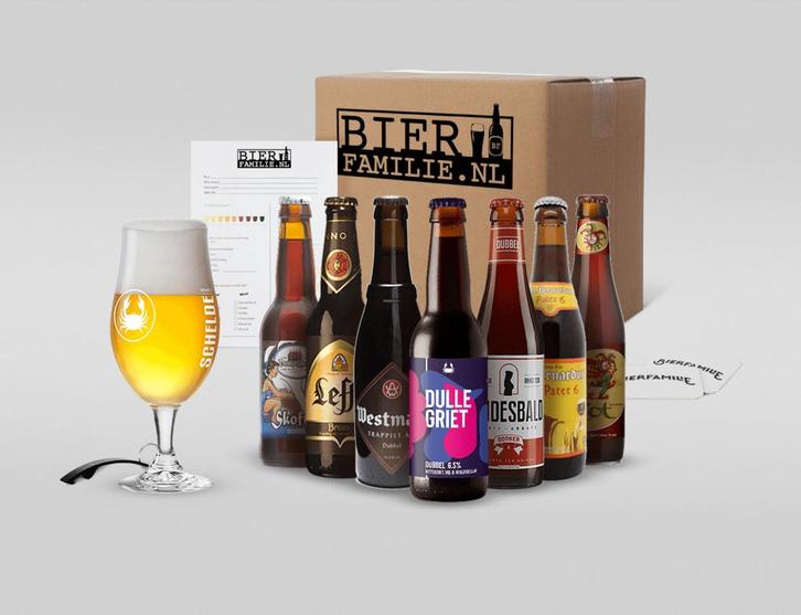 Bierpakket Dubbel 8 bieren + glas, Diversen, Levensmiddelen