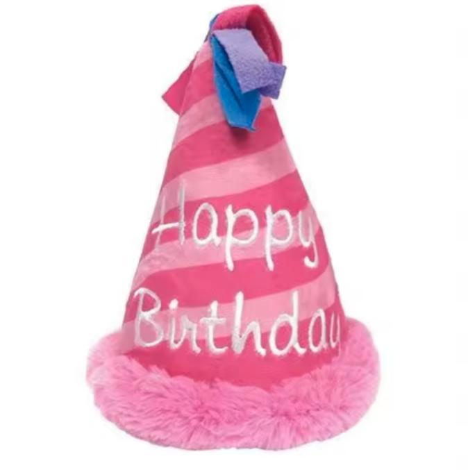 Birthday hoed pluche roze (Honden speelgoed, Spelen), Dieren en Toebehoren, Hondenspeelgoed, Nieuw, Ophalen of Verzenden