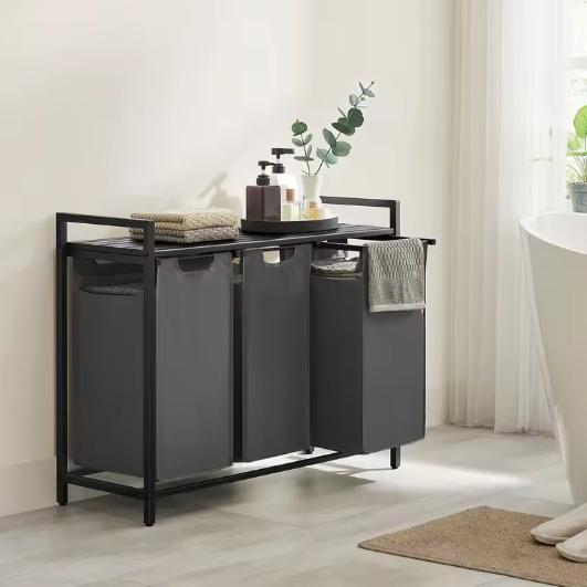 3-Vaks Wasmand met Plank – Uitschuifbare Waszakken en Frame, Huis en Inrichting, Woonaccessoires | Kisten, Nieuw, Verzenden