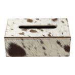 tissuebox koehuid bruin/wit 25x14x9cm, Huis en Inrichting, Woonaccessoires | Overige, Nieuw, Verzenden