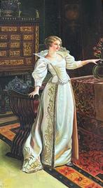 Scuola europea (XX), firmato Kantor - Ritratto di dama, Antiek en Kunst