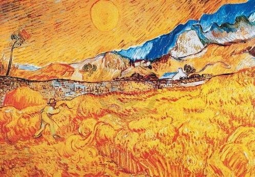 Kunstdruk Vincent Van Gogh - La mietitura 100x70cm, Huis en Inrichting, Woonaccessoires | Schilderijen, Tekeningen en Foto's, Nieuw