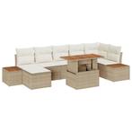 vidaXL 8-delige Tuinbankenset met kussens poly rattan beige, Tuin en Terras, Tuinsets en Loungesets, Verzenden, Nieuw, Rotan