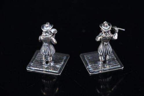 Miniatuur beeldje - Straatmuzikanten (2) - .835 zilver, Antiek en Kunst, Antiek | Goud en Zilver