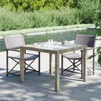 vidaXL Tuintafel 90x90x75 cm gehard glas en poly rattan, Verzenden, Nieuw