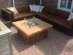 Handgemaakte vuurtafel steigerhout op gas met inbouwbrander~