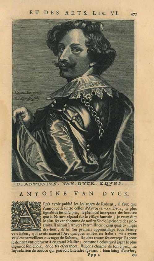 Portrait of Anthony van Dyck, Antiek en Kunst, Kunst | Etsen en Gravures