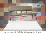 Leren eetkamerbank Solid - Granada Taupe (taupe/bruin) -, 150 tot 200 cm, Nieuw, Ophalen of Verzenden, Rechte bank
