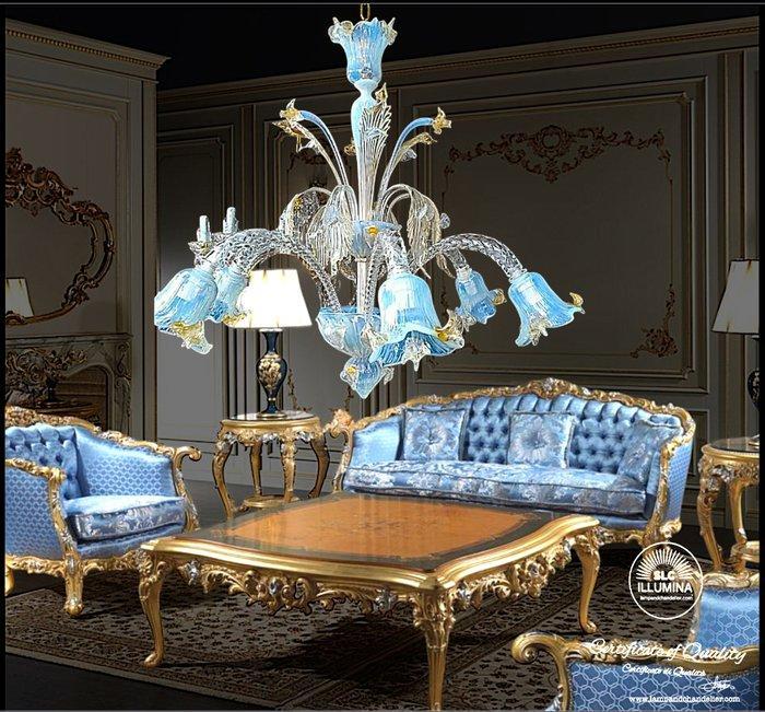 Kroonluchter - Mur Opalino goud 6 L - Kristal, Murano -, Antiek en Kunst, Kunst | Designobjecten