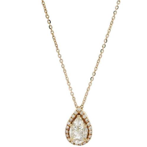 Ketting met hanger - 18 karaat Roségoud - 0.80ct. tw., Sieraden, Tassen en Uiterlijk, Antieke sieraden
