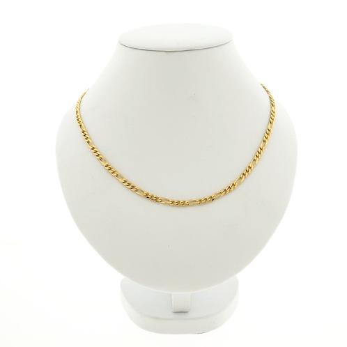 Gouden Figaro schakel ketting | 44,5 cm, Sieraden, Tassen en Uiterlijk, Kettingen, Overige kleuren, Gebruikt, Goud, Ophalen of Verzenden