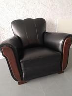 Fauteuil ArtDeco ClubStyle leer zwart lounge ARMCHAIR antiek, Ophalen of Verzenden