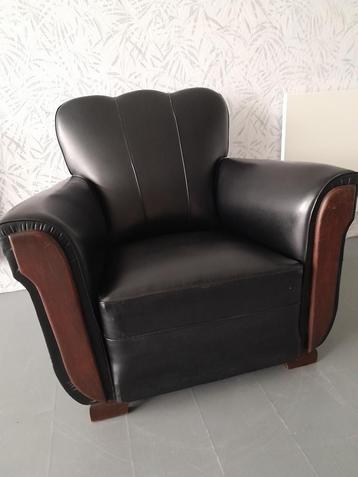 Fauteuil ArtDeco ClubStyle leer zwart lounge ARMCHAIR antiek beschikbaar voor biedingen