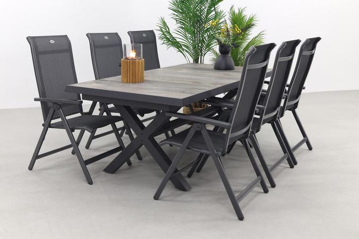 Hartman Milaan/Ottowa 205-265x100 cm. - 7-delige tuinset, Tuin en Terras, Tuinsets en Loungesets, Tuinset, Nieuw, Overige materialen
