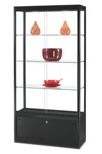 Luxe vitrinekast zwart 100 cm met onderkast en LED, Nieuw in verpakking