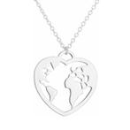 Fako Bijoux® - Ketting - Wereldbol Hart - Wereldkaart -, Verzenden, Nieuw