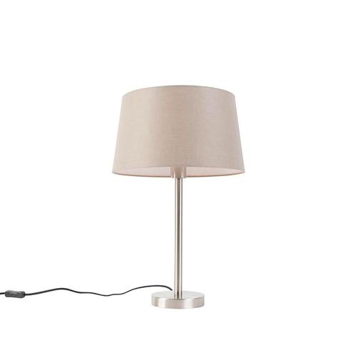 Moderne tafellamp staal met taupe kap 35 cm - Simplo, Huis en Inrichting, Lampen | Tafellampen, Nieuw, Overige materialen, 50 tot 75 cm