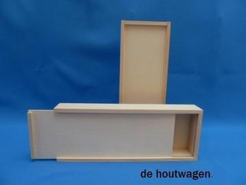 penselen kistje met schuifdeksel 31 x 12 cm. - houten kistje beschikbaar voor biedingen