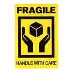 Fragile Sticker Geel/Zwart 50,8x76,2 mm - 200 stuks, Verzenden