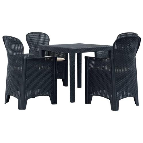 vidaXL 5-delige Tuinset rattan-look kunststof antraciet, Tuin en Terras, Tuinsets en Loungesets, Tuinset, Nieuw, Textileen, Verzenden