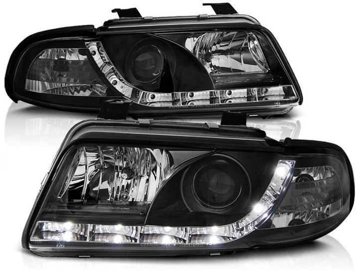 Koplampen Audi A4 99-01 zwart + Daytime Running Light, Auto-onderdelen, Overige Auto-onderdelen, Ophalen of Verzenden