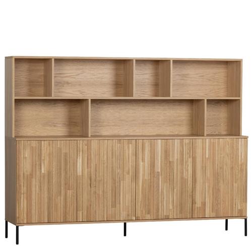 SALE: -10% WOOOD New Gravure Wandkast - Eikenhout - Naturel, Huis en Inrichting, Kasten | Wandmeubels, 75 cm of meer, Nieuw, Overige materialen