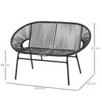 Set van 2 Tuinbanken Zwart Staal - Buitenbanken Balkon Terra, Tuin en Terras, Tuinbanken, Verzenden, Nieuw
