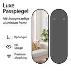 LoXa Passpiegel Ovalo Zwart – 160x60 cm – Ophangbaar – Zwart, Huis en Inrichting, Woonaccessoires | Spiegels, Verzenden, Nieuw