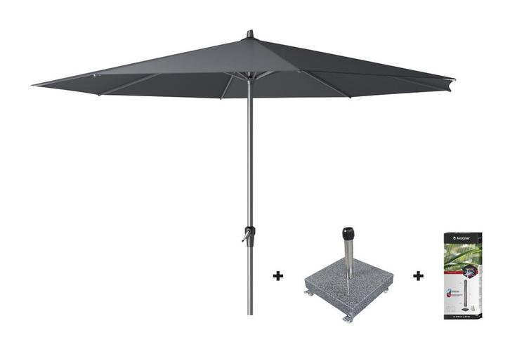 Platinum Riva stokparasol 3.5 m. rond - Antraciet met voet, Tuin en Terras, Tuinsets en Loungesets, Nieuw, Overige materialen
