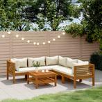 vidaXL 6-delige Loungeset met crèmekleurige kussens massief, Verzenden, Nieuw, Hardhout, Loungeset
