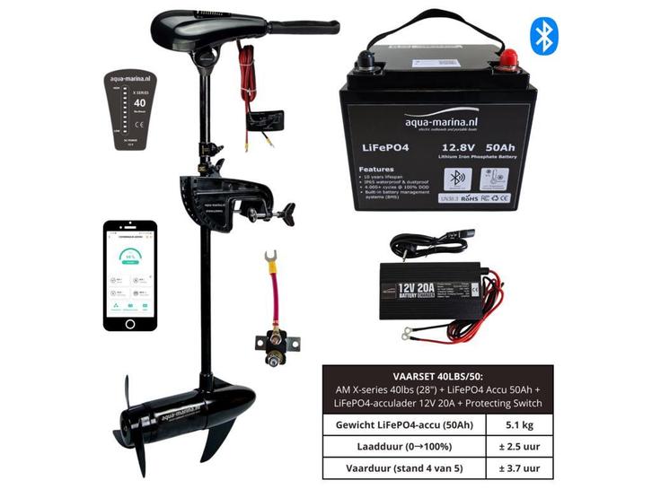 Vaarset 40lbs – Stil, Licht en Compleet Elektrisch Varen, Watersport en Boten, Buiten- en Binnenboordmotoren, Buitenboordmotor