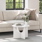vidaXL Salontafel Wit 50 x 50 x 35 cm Massief grenenhout, Huis en Inrichting, Tafels | Salontafels, Verzenden, Rond, Nieuw, 50 tot 100 cm